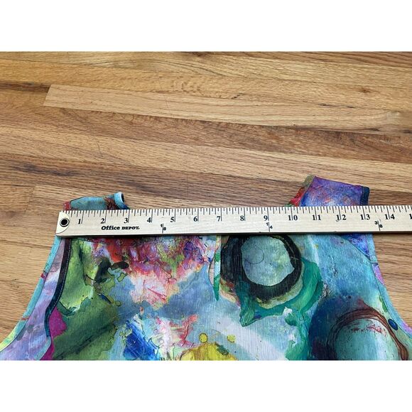 Lane Bryant Women's 14 Green Tank Polyester Tunic Hi-Low Hem Abstract Artsy Boho - Picture 7 of 9